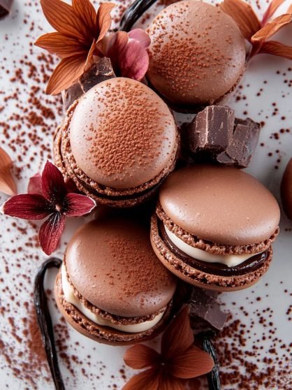 Macarons au chocolat et ganache montée _ recette facile et rapide à essayer